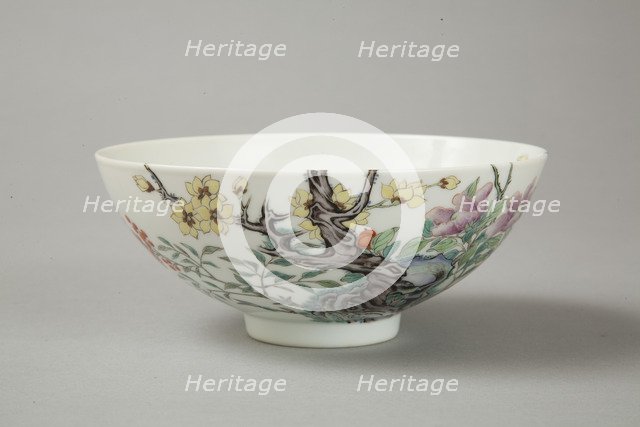 Famille rose bowl with floral decoration, 20th century. Artist: Unknown.