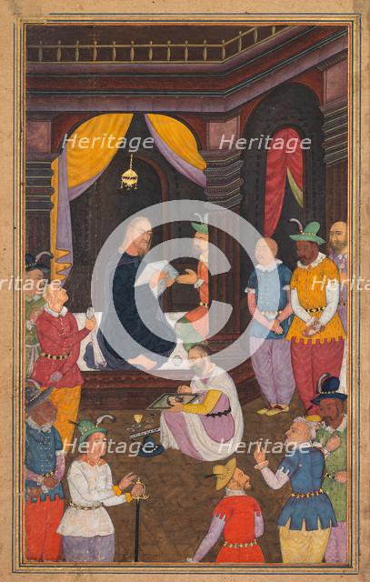 Jesus being portrayed by King Abgar’s painter, from a Mir’at al-quds..., 1602-1604. Creator: Unknown.