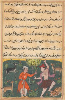 Page from Tales of a Parrot (Tuti-nama): Eighteenth night: The prince meets..., c. 1560. Creator: Unknown.
