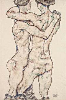 Naked Girls Embracing, 1914. Artist: Schiele, Egon (1890–1918)