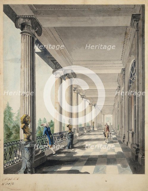 View of Ionic Gallery and the Agate Pavilion in Tsarskoye Selo.