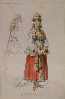 Costume design for the opera A Life for the Tsar by M. Glinka, 1867. Artist: Charlemagne, Adolf (1826-1901)
