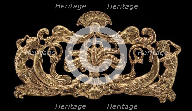 Ornamental appliqué with tritons, dolphins, and seed-pods, possibly late 15th century. Creator: Unknown.