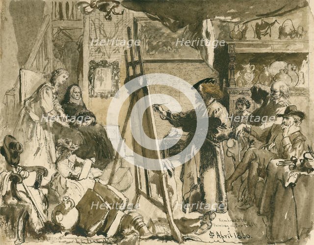 Rembrandt painting a portrait, 1860. Creator: Sir John Gilbert.