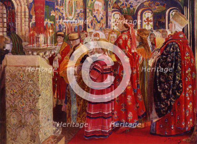 'Russian Women of the 17th Century at Church', 1899, (1965).  Creator: Andrey Ryabushkin.
