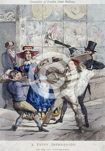 'Casualties of London street walking; a faint impression', London, 1826. Artist: Anon