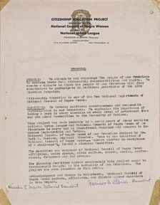 Document stating the purpose and objectives of the Citizenship Education Project, 1956-1957. Creator: Unknown.