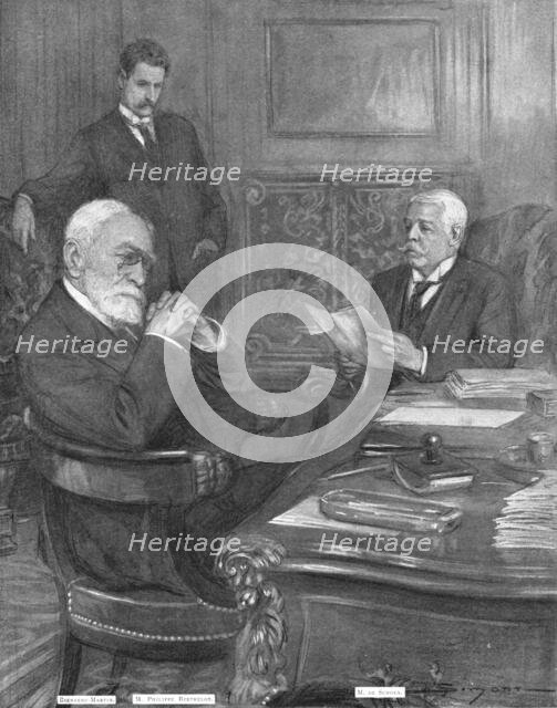 ''La note verbale a la France; l'Ambassadeur d'Allemagne au quai d'Orsay, 23 juillet', 1914. Creator: J Simont.