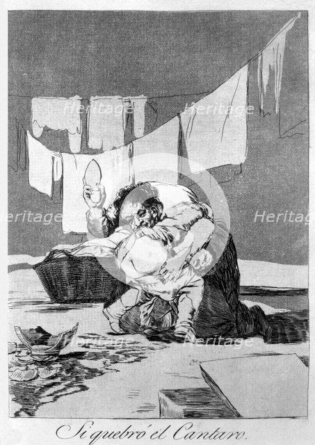 Los Caprichos, series of etchings by Francisco de Goya (1746-1828), plate 25: 'Si quebró el cánta…