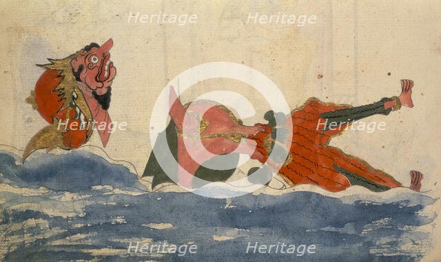 A king being devoured by a monster in the sea, 1804. Creator: Unknown.