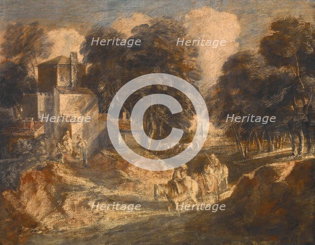 Wooded Landscape with Mounted Peasants, 1772. Creator: Thomas Gainsborough.
