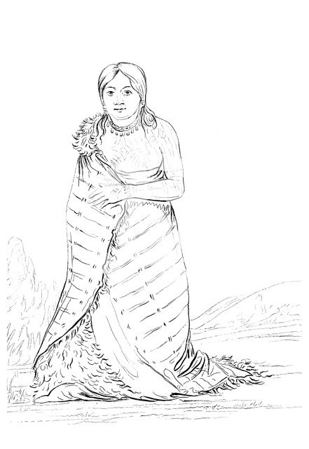 'The Pure Fountain', wife of the chief of the Ponca tribe, 1841.Artist: Myers and Co