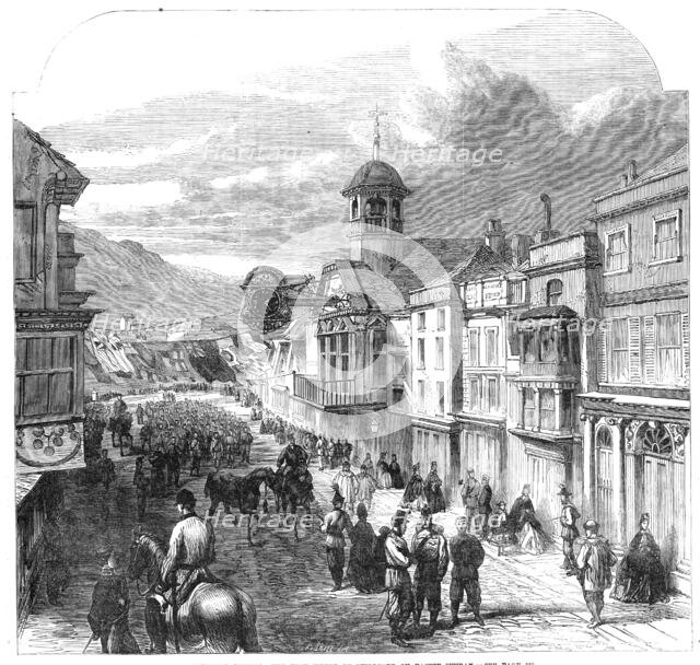 The Volunteer Review: the High-Street of Guildford on Easter Sunday, 1864. Creator: Unknown.