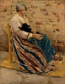 Woman with a Cat, 1878. Creator: Max Liebermann.