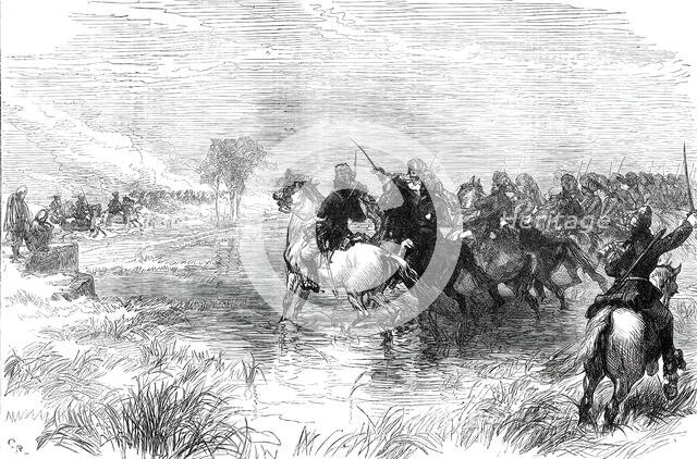 The Prince of Wales in India: military manoeuvres before Delhi - charge of Probyn's Horse...1876. Creator: Unknown.