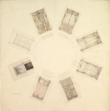 Octagonal Room with Sectional Views, 19th century. Creator:  Attributed to Anonymous, British, 19th Century.