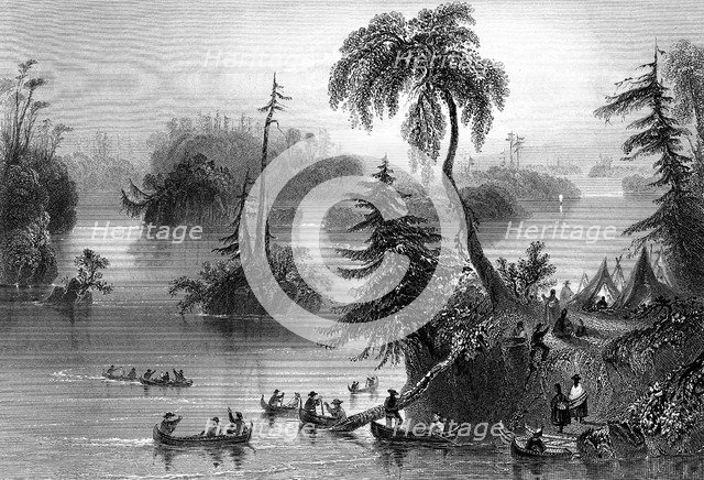 Scene among the Thousand Isles, Canada, 1842.Artist: R Brandard