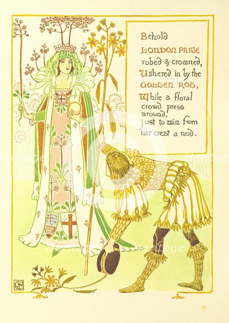 Behold London Pride robed & crowned, Ushered in by the Golden Rod...,  1899. Creator: Walter Crane.