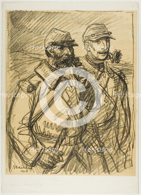 Two Soldiers, 1915. Creator: Theophile Alexandre Steinlen.