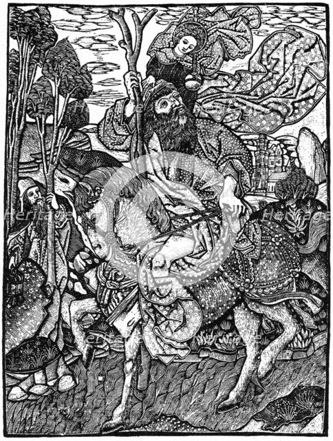 St Christopher on horseback, 1964.  Artist: Anon