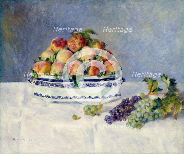 Still Life with Peaches and Grapes, 1881. Creator: Pierre-Auguste Renoir.