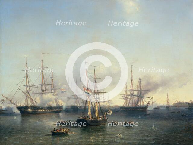 Conquest of Palembang, Sumatra in Indonesia, by Lieutenant-General De Kock, June 24, 1821, 1857. Creator: Johan Hendrick Louis Meijer.