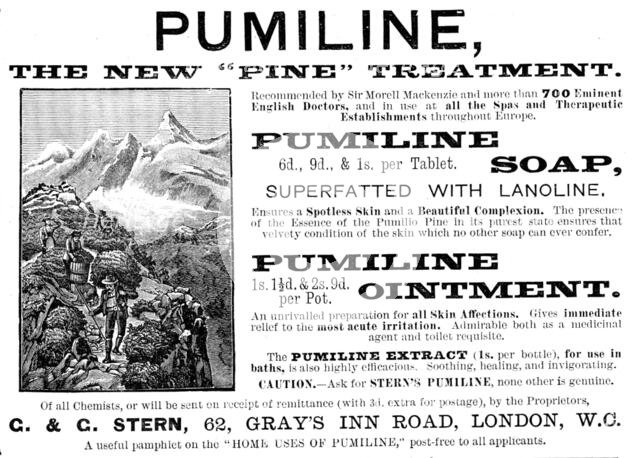 Advertisement for Pumiline Ointment, 1890. Creator: Unknown.