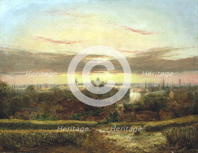 'View from above Wandsworth, Westminster and St Paul's in the Distance' c1849-1866.            Artist: William James Grant