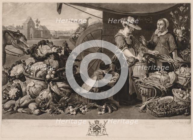 The Four Markets: The Vegetable Market, 1779. Creator: Richard Earlom (British, 1743-1822).