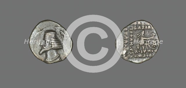 Drachm (Coin) Portraying King Phraate IV, 38-32 BCE. Creator: Unknown.