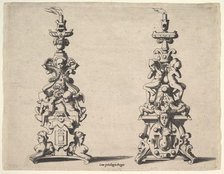 Two candlestick designs, ca. 1550-60. Creator: Rene Boyvin.