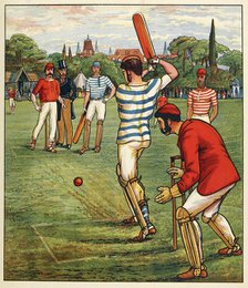 Cricket, from British Sports and Games, pub. C. 1880. Creator: English School (19th Century).
