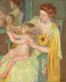 Woman with a Sunflower, c. 1905. Creator: Mary Cassatt.