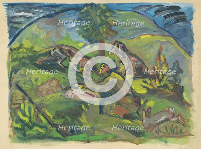 Hunting motif, 1940-1943. Creator: Arnold Peter Weisz-Kubincan.
