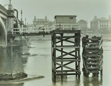 Emergency Water Supply Pump Platform, Westminster Bridge, London, WWII, 1944. Artist: Unknown.