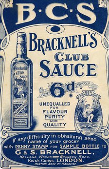 Bracknell's Club Sauce, 1900. Artist: Unknown