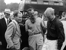 Stirling Moss with Harry Schell and Mike Hawthorn, Crystal Palace, July 1955. Artist: Unknown