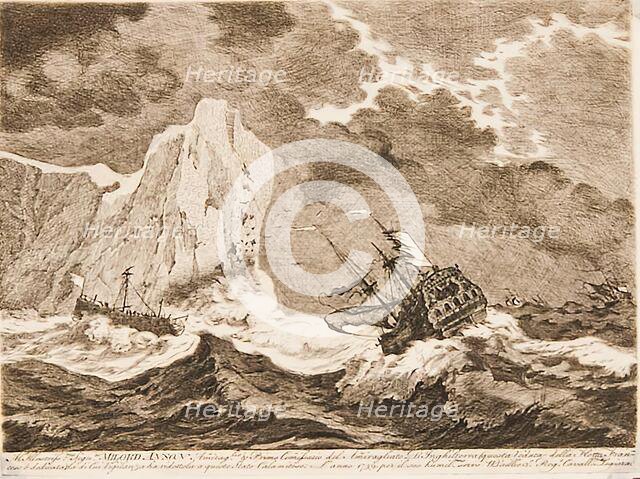 Ships of War in a Storm, 1750s-1770s Creator: William Baillie.
