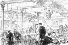 Departure of a Cunard steamer from Liverpool: the Saloon, 1881. Creator: Unknown.