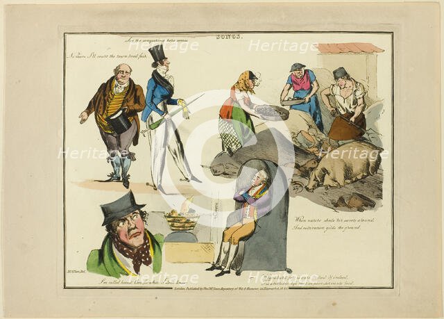 Plate from Illustrations to Popular Songs, 1822. Creator: Henry Thomas Alken.