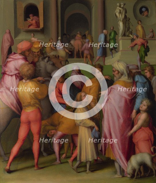 Joseph sold to Potiphar (from Scenes from the Story of Joseph), ca 1515. Artist: Pontormo (1494-1557)