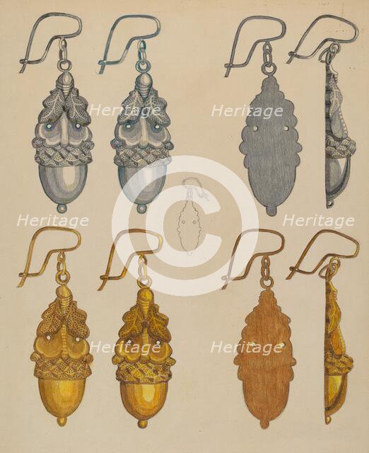 Earrings, c. 1937. Creator: Tulita Westfall.