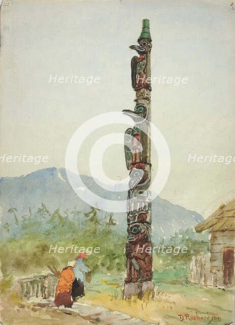 The Raven Totem Pole, ca. 1880-1914. Creator: Theodore J. Richardson.
