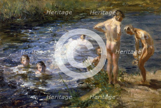 Boys at the river, 1899. Creator: Ciardi, Beppe (Giuseppe) (1875-1932).