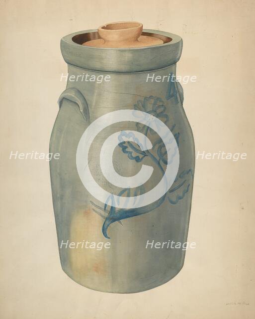 Earthenware Butter Churn, c. 1938. Creator: Wilbur M Rice.