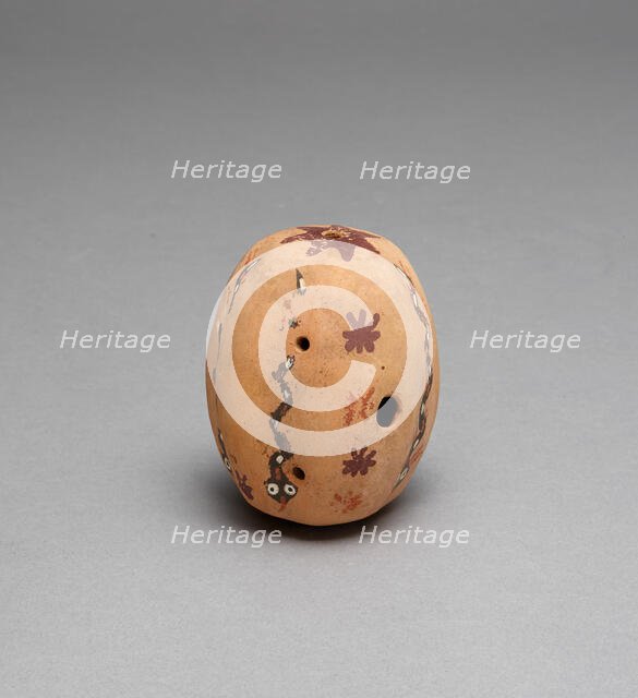 Oval Flute Painted with Serpent and Abstract Star Motifs, 180 B.C./A.D. 500. Creator: Unknown.