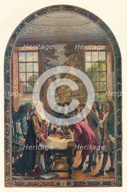 The founding of the Bank of England, 1694 (1905).  Artist: Unknown.