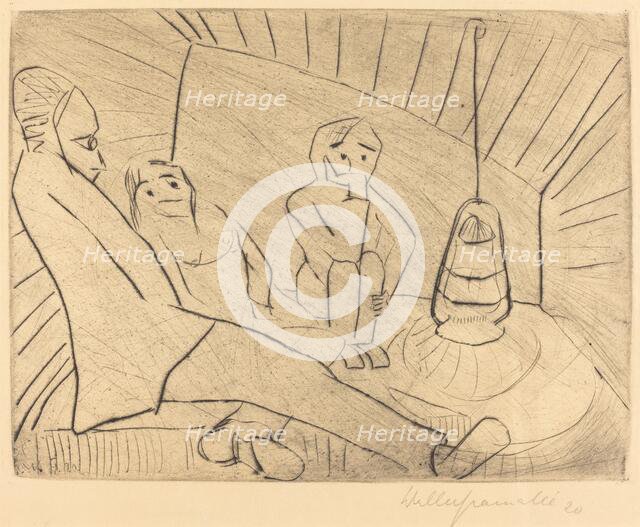 Three People in an Atelier, 1920. Creator: Walter Gramatté.