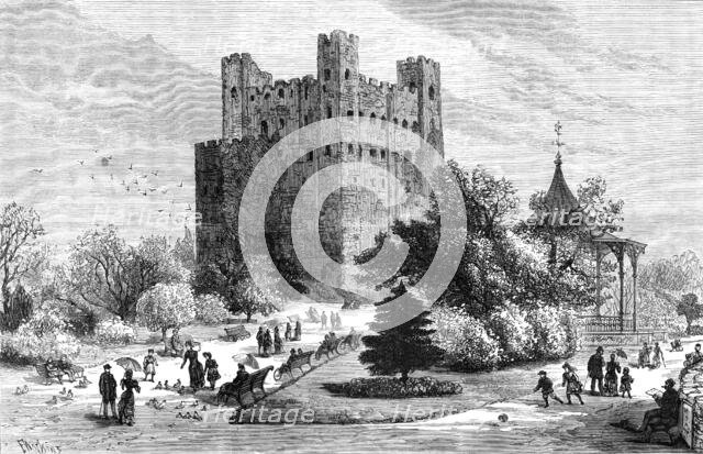 Rochester Castle and grounds as a public park, 1883. Creator: Unknown.