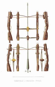 Crossbow. From the Antiquities of the Russian State, 1849-1853. Creator: Solntsev, Fyodor Grigoryevich (1801-1892).